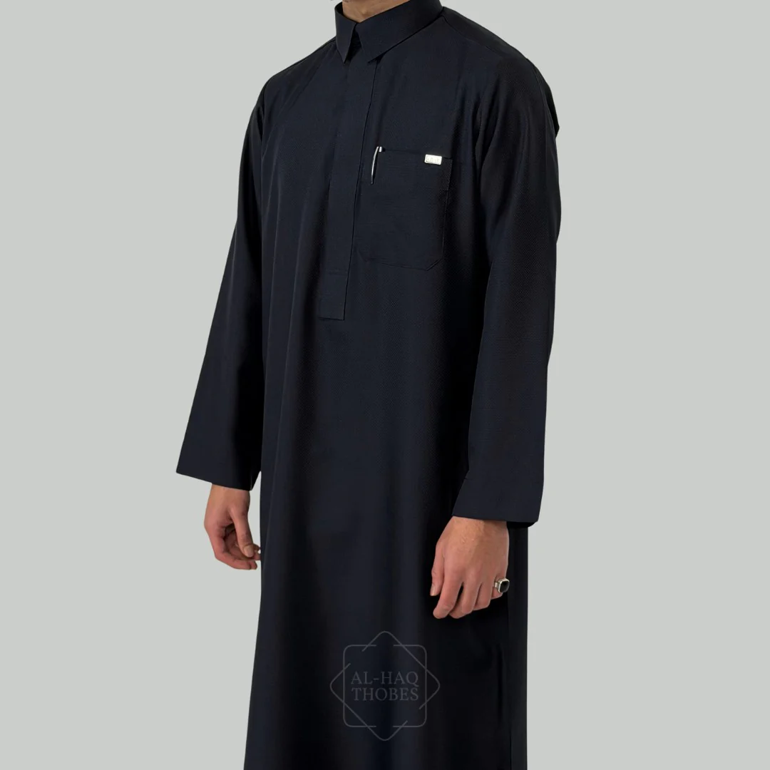 Blue Azraq Collared Thobe | Signature Defined