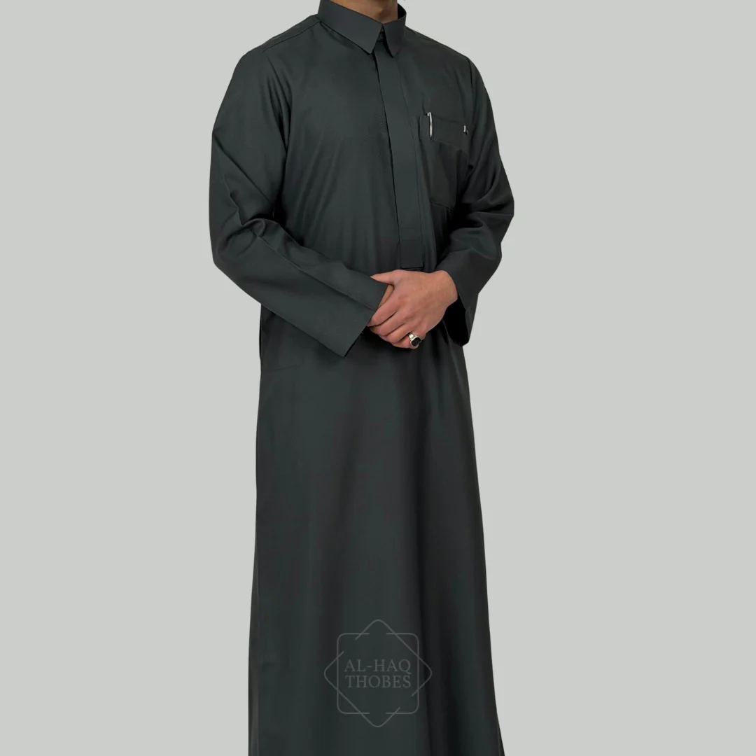 Grey Ramadi Collared Thobe | Signature Defined - Image 2