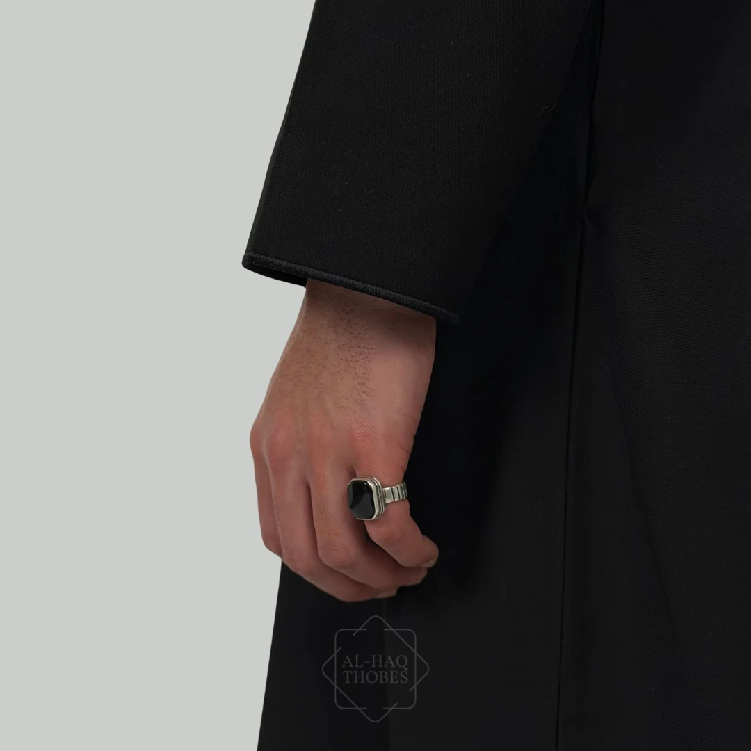 Ink Black Collared Thobe | Signature Elite - Image 5