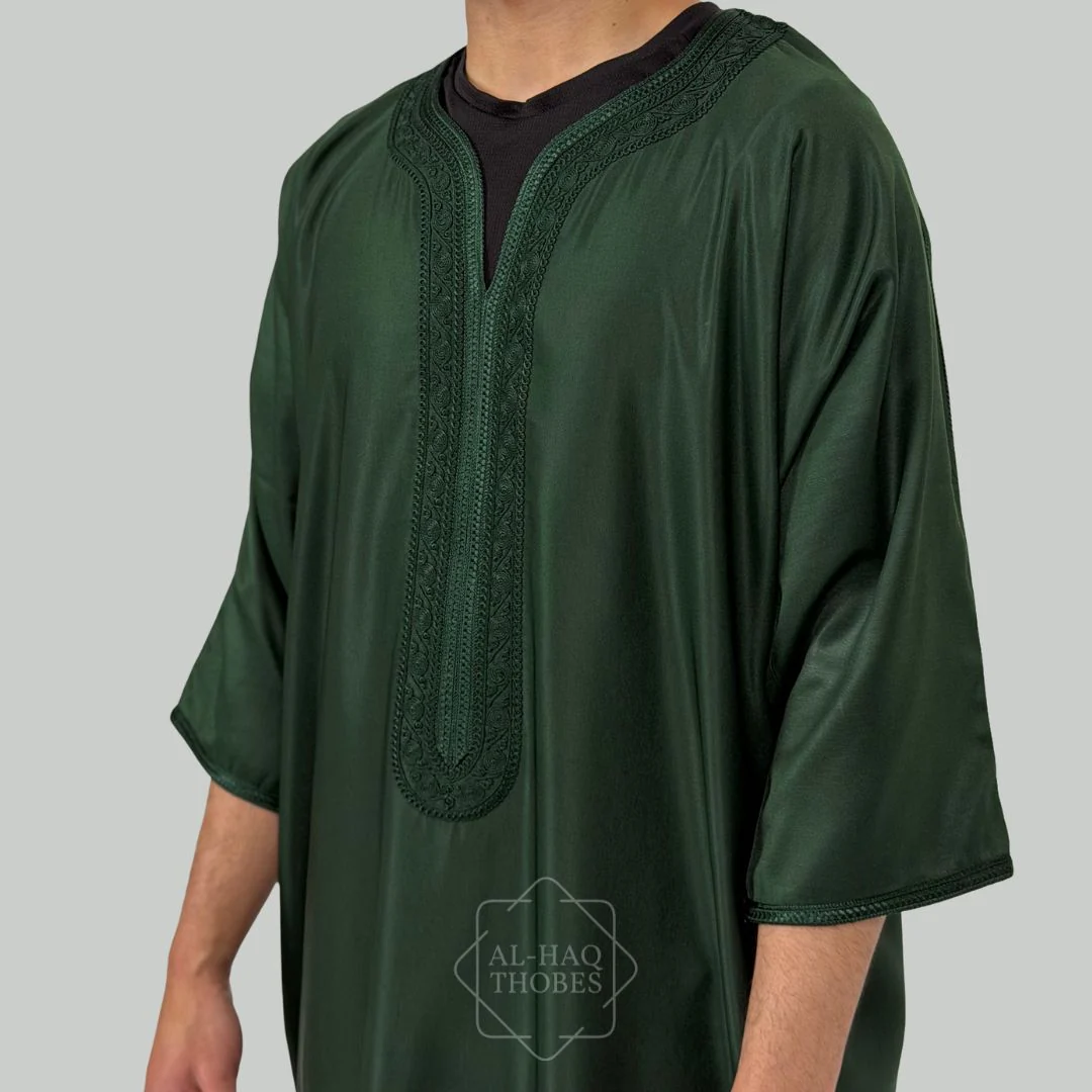 Luxury Forest Green Moroccan Gandoura Thobe - Image 3