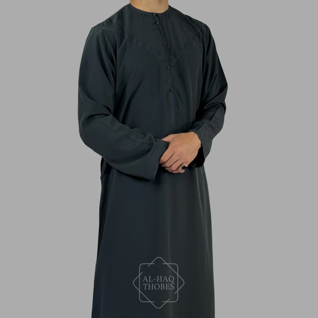 Luxury Marine Blue Lightweight Emirati Zibda Thobe - Image 2