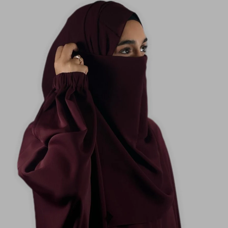 Premium Plum Burgundy Butterfly Abaya - Image 3