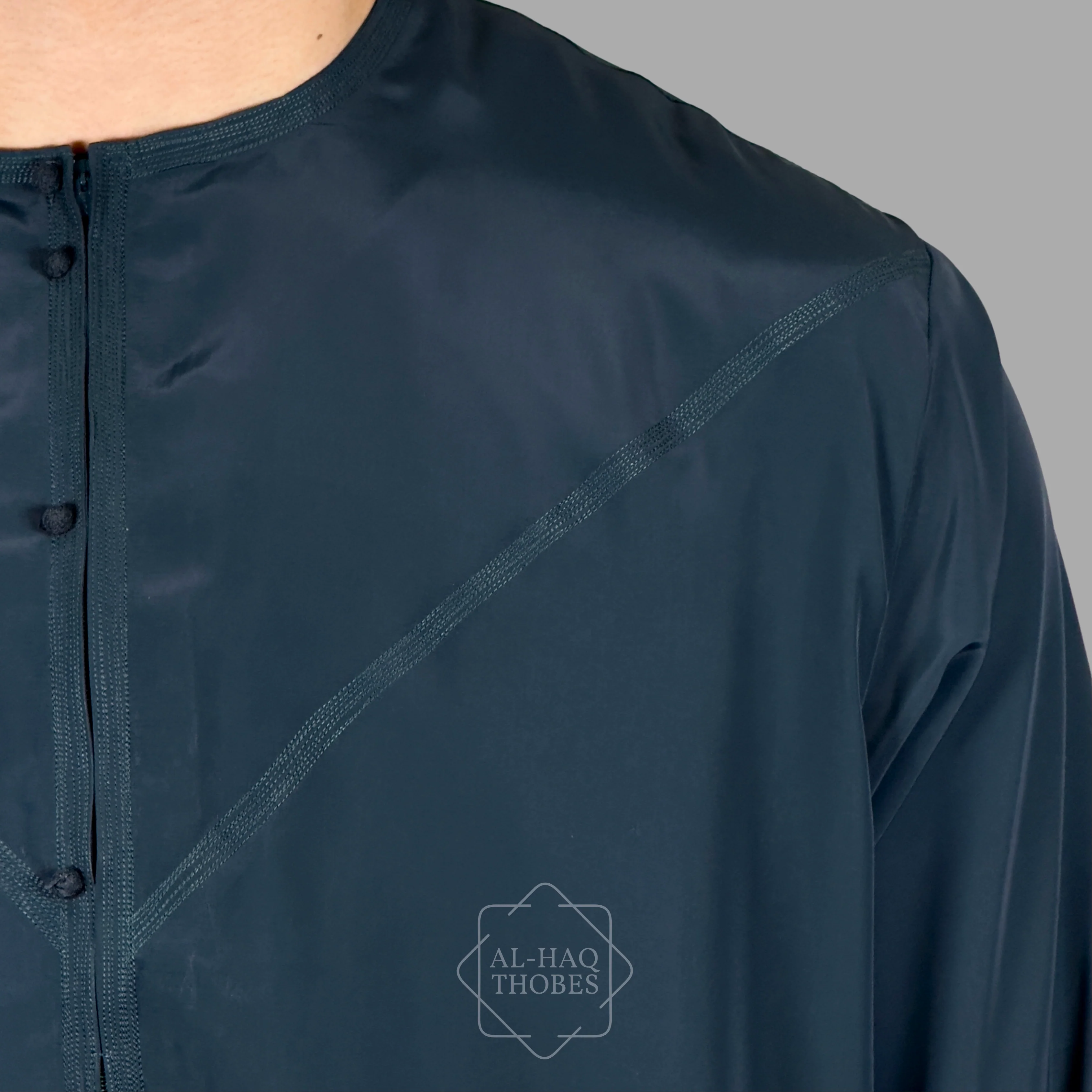 Luxury Military Blue Lightweight Emirati Zibda Thobe - Image 4