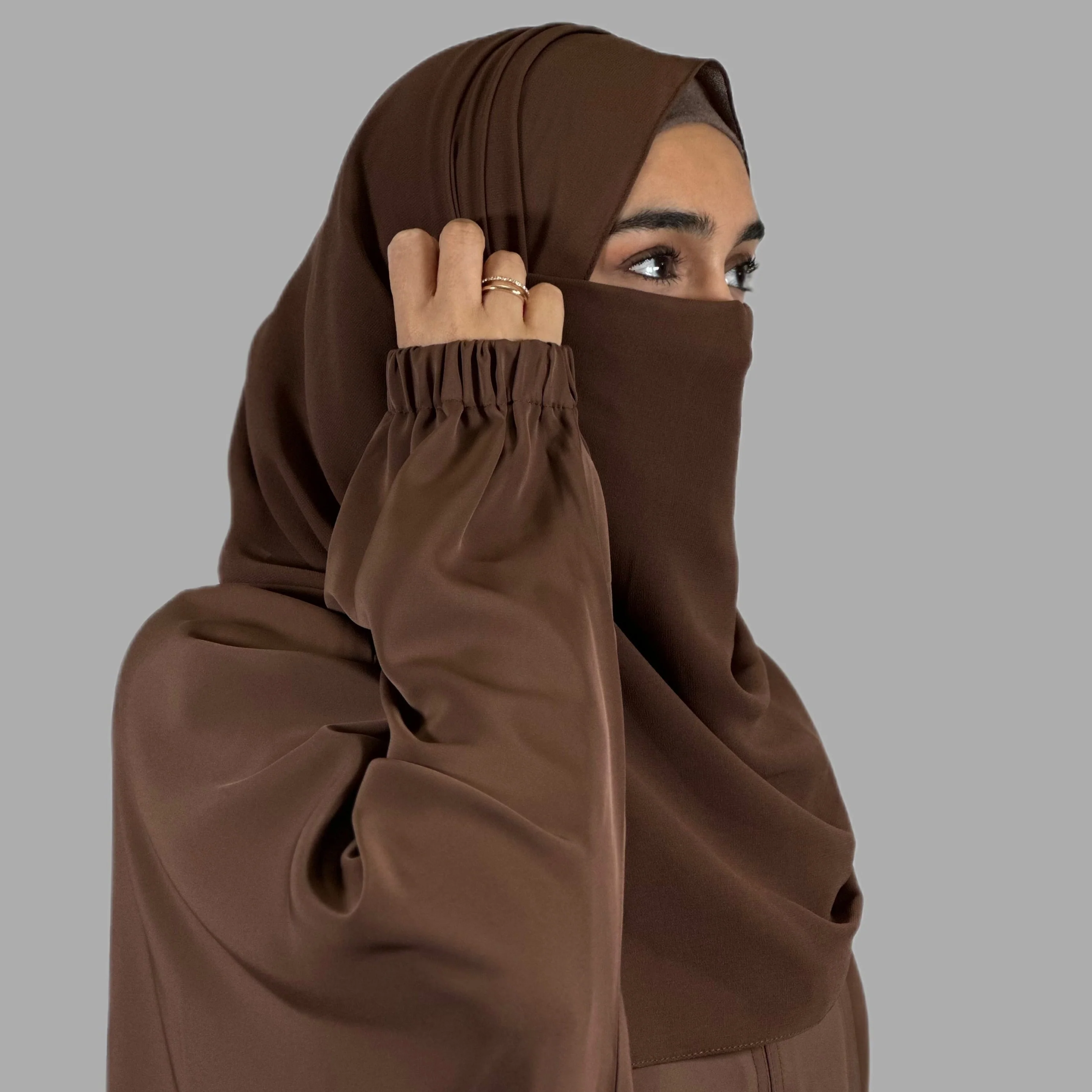 Premium Mocha Brown Butterfly Abaya - Image 3