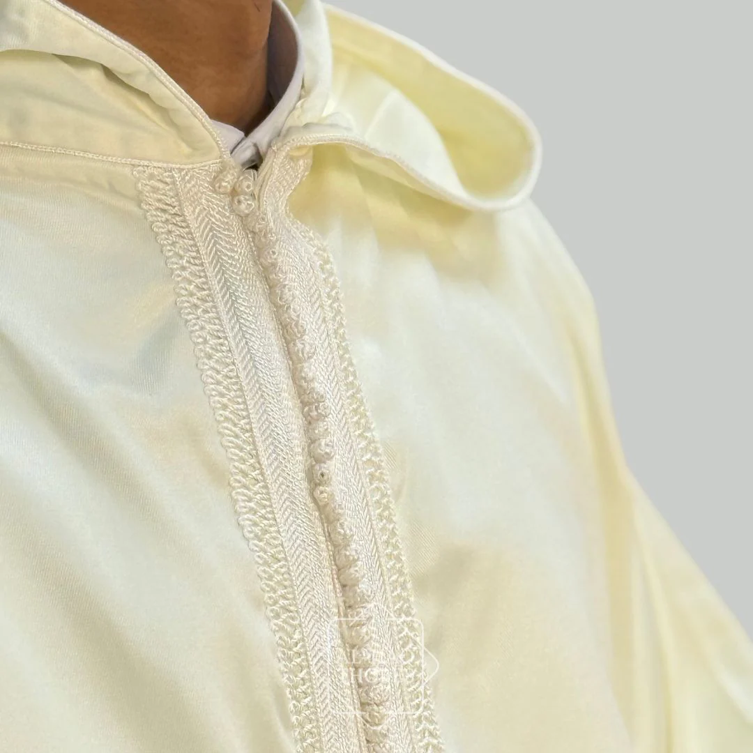 Royal Lightweight Cream Hooded Djellaba - Image 3